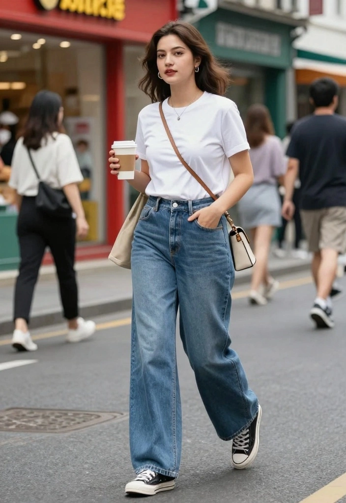 14 Plus Size Wide Leg Pants Outfit Ideas For Women - 12. Classic Denim 1