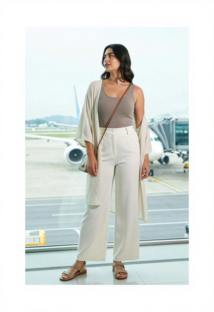 14 Plus Size Wide Leg Pants Outfit Ideas For Women - 8. Travel Ready 1