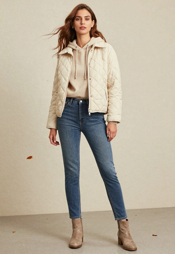 14 Quilted Jacket Outfit Ideas For Women For Cozy Days - 10. Cozy Layers with a Hoodie 1