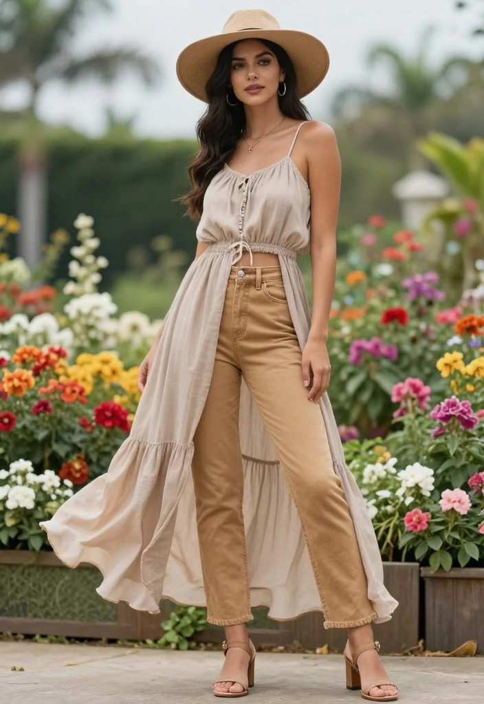 14 Tan Jeans Outfit Ideas For Women With Soft Neutral Vibes - 13. Weekend Vibe with a Maxi Dress 1