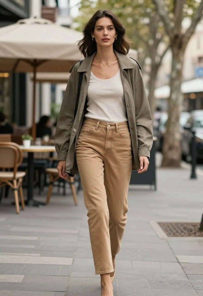 14 Tan Jeans Outfit Ideas For Women With Soft Neutral Vibes - 5. Layering with Lightweight Jackets 1