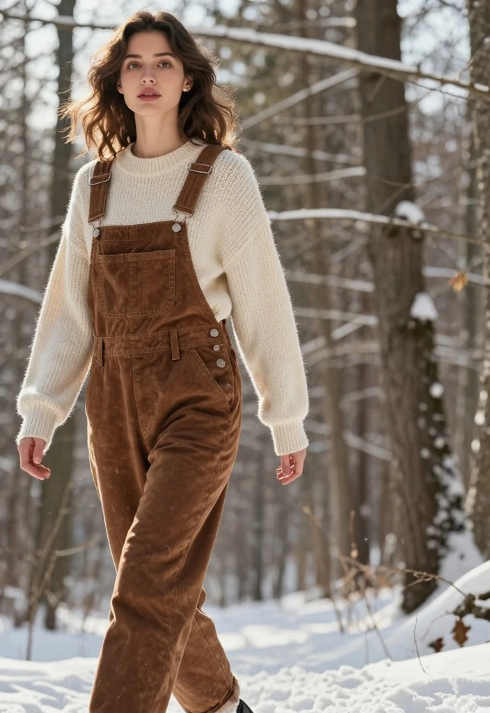 14 Winter Overalls Outfit Ideas For Women With Cozy Layers - 11. Earthy Tones for a Nature-Inspired Palette 1