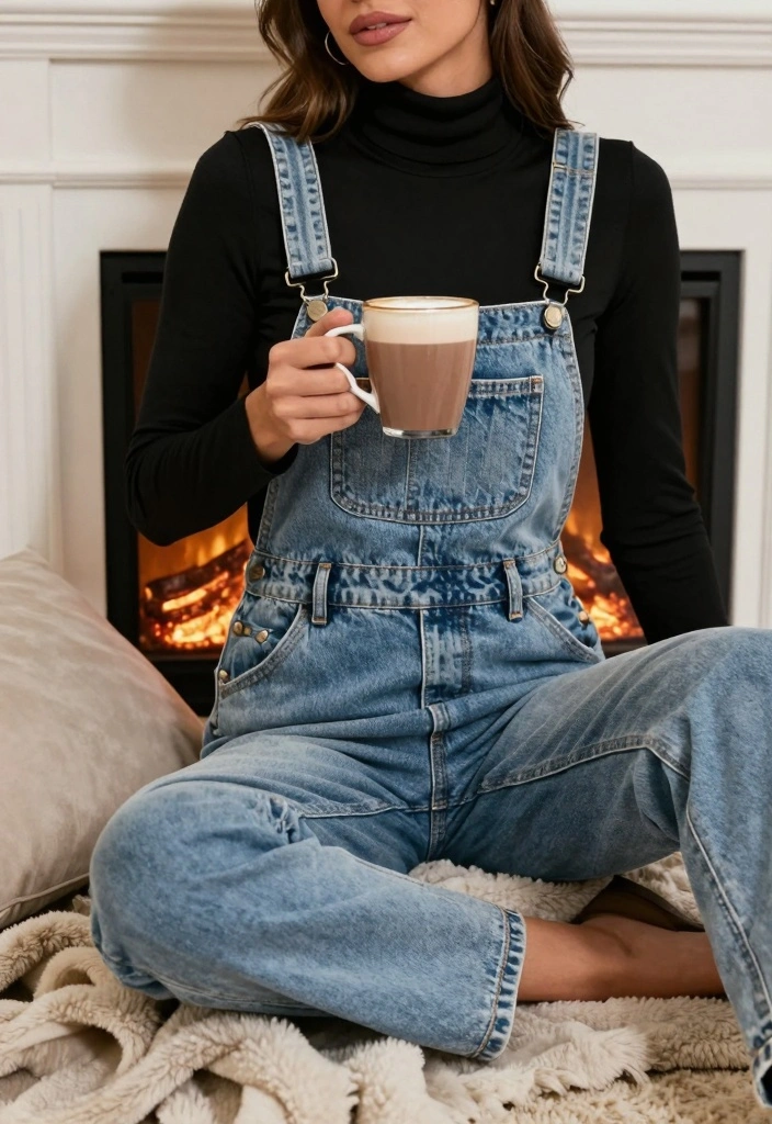 14 Winter Overalls Outfit Ideas For Women With Cozy Layers - 4. Turtleneck Layering for Maximum Warmth 1