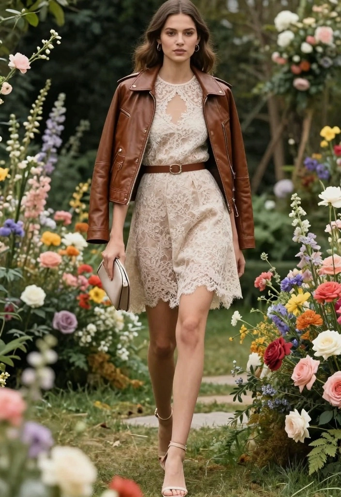 15 Brown Leather Jacket Outfit Ideas For Women With Classic Edge - 11. Soft and Feminine 1