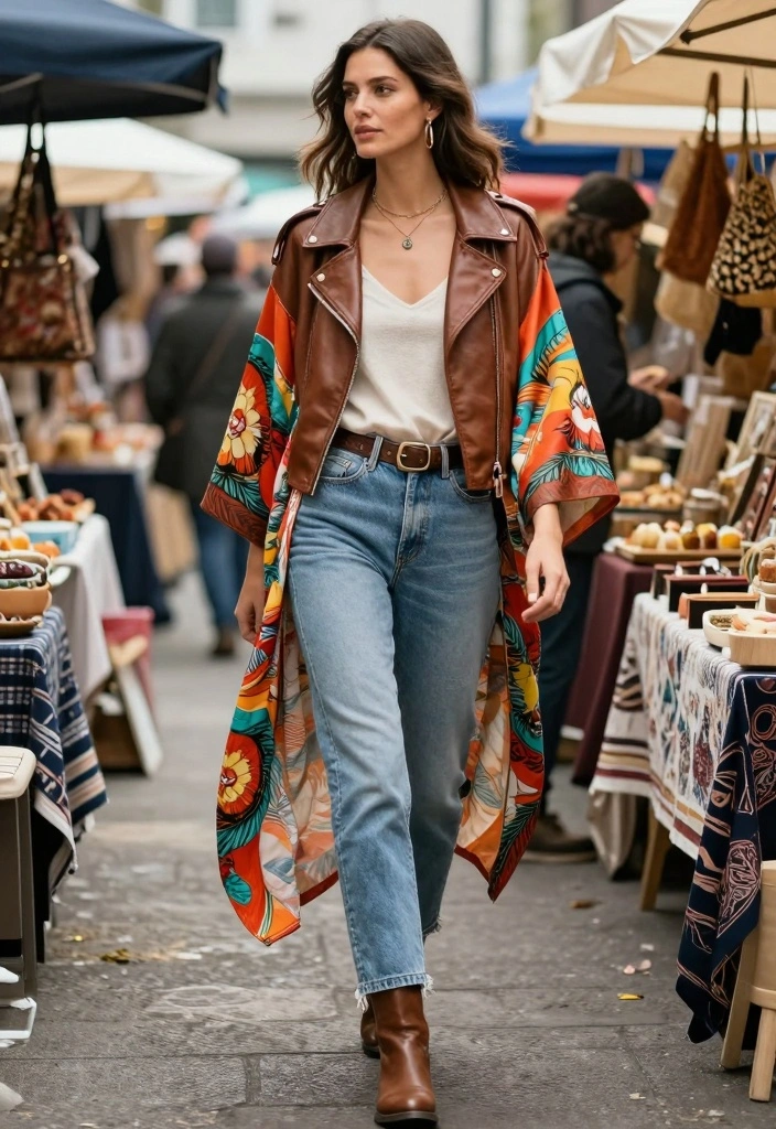 15 Brown Leather Jacket Outfit Ideas For Women With Classic Edge - 12. Layered with a Twist 1