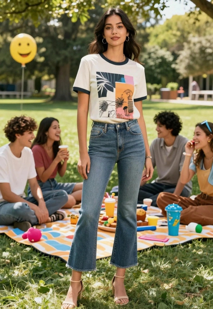 15 Cropped Flare Jeans Outfit Ideas For Women With Modern Shape - 10. Weekend Casual with a Twist 1