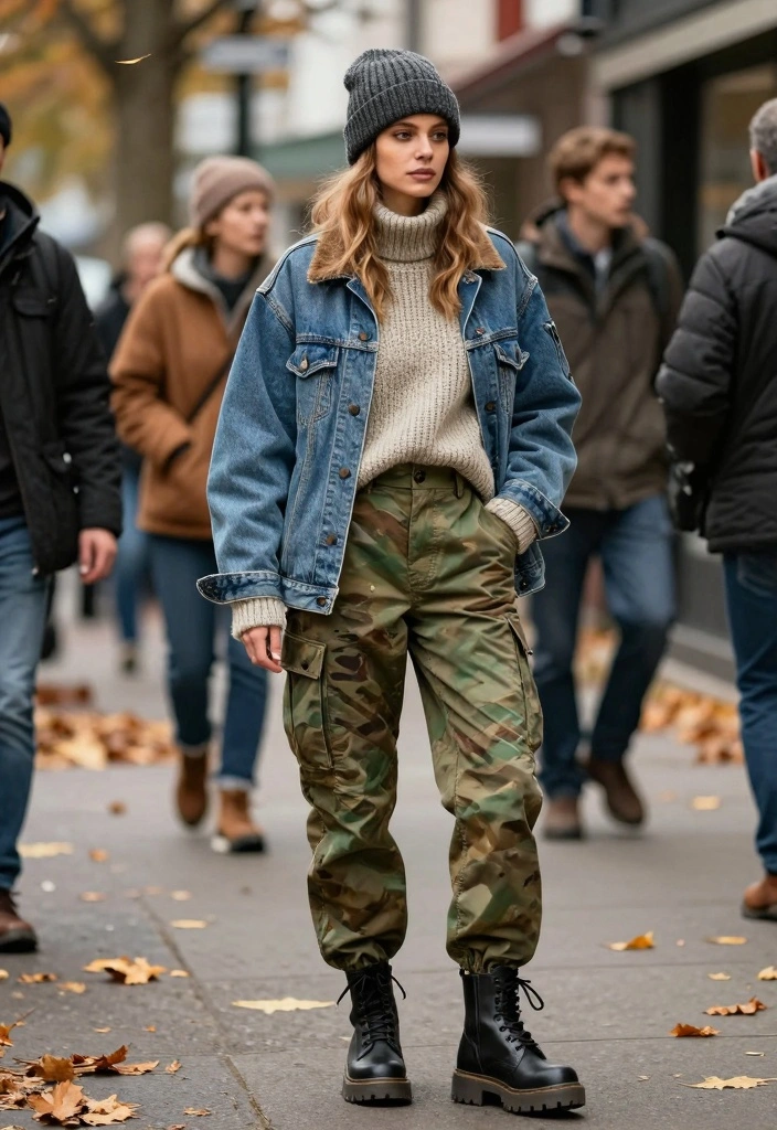 15 Military Pants Outfit Ideas For Women With Utility Vibes - 3. Layering with an Oversized Jacket 1