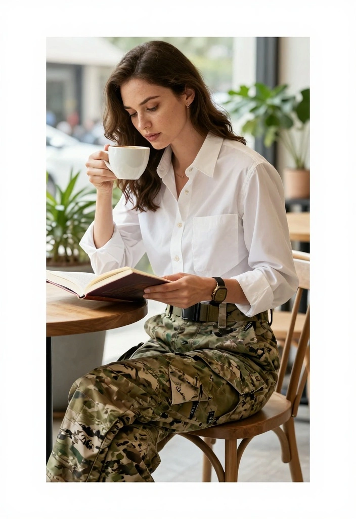 15 Military Pants Outfit Ideas For Women With Utility Vibes - 8. Effortless Style with a Button-Up Shirt 1