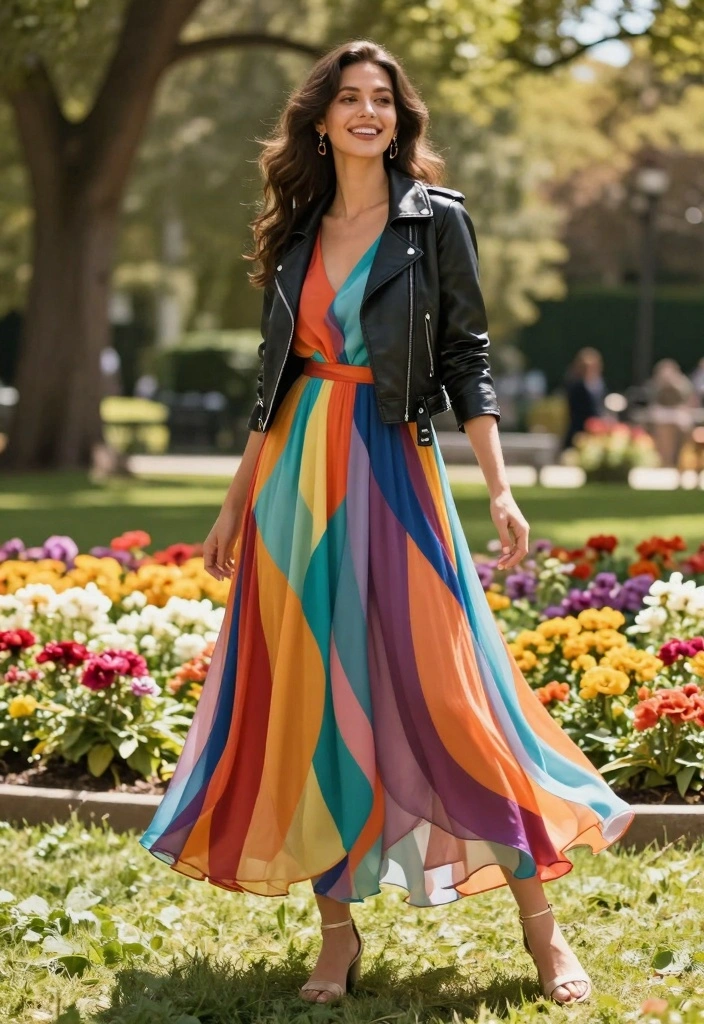 15 Moto Jacket Outfit Ideas For Women With Bold Confidence - 15. Moto Jacket with A-Line Dress 1