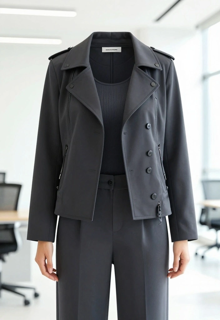 15 Moto Jacket Outfit Ideas For Women With Bold Confidence - 6. Moto Jacket with Wide-Leg Trousers 1