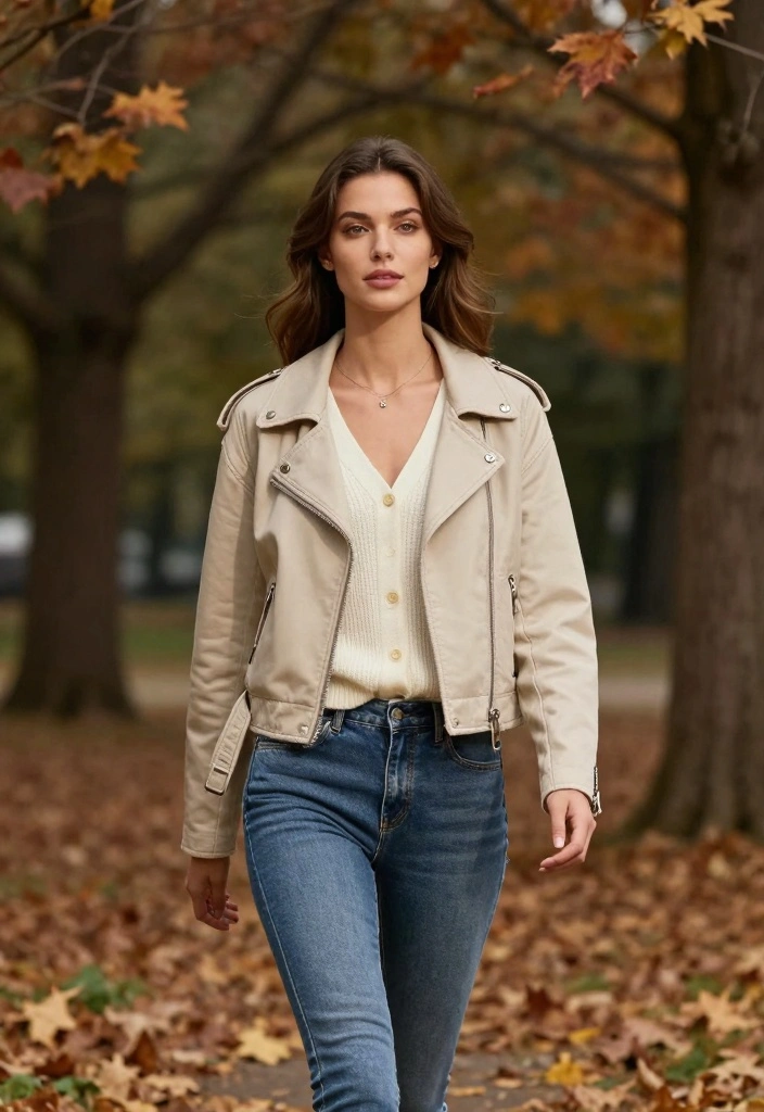 15 Moto Jacket Outfit Ideas For Women With Bold Confidence - 8. Casual Layers with Moto Jacket and Cardigan 1