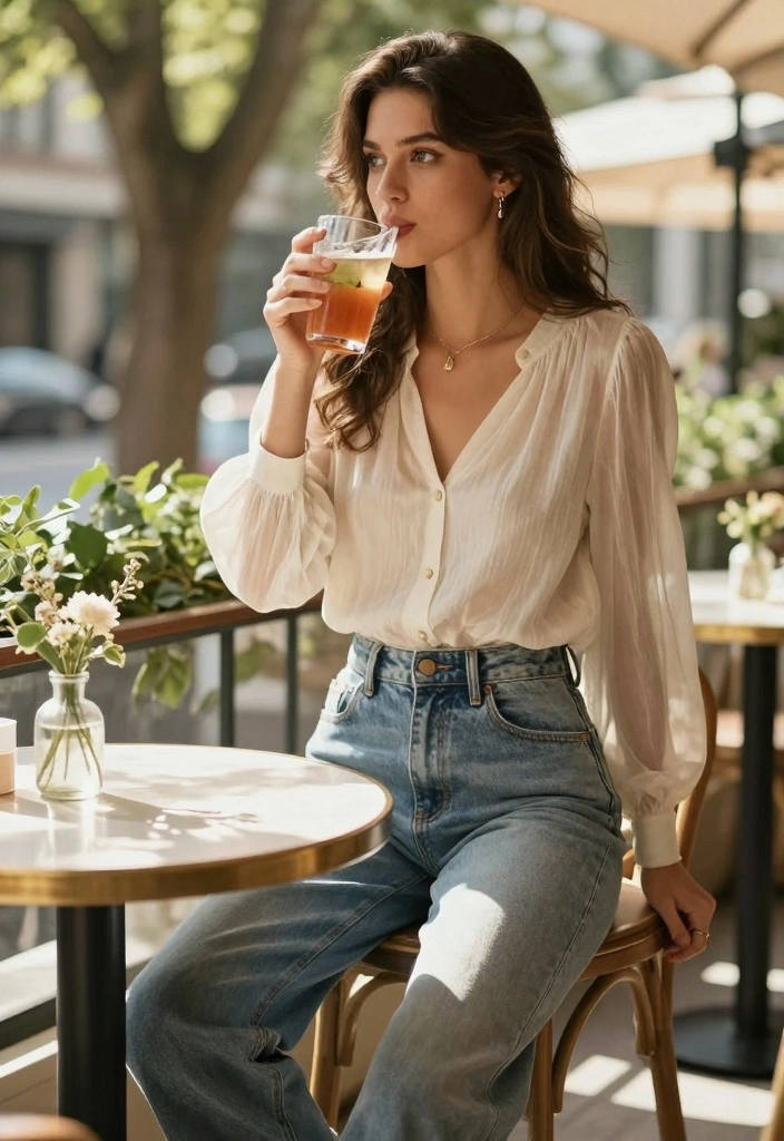 15 Summer Jeans Outfit Ideas For Women That Feel Light - 2. High-Waisted Jeans with a Flowy Blouse 1