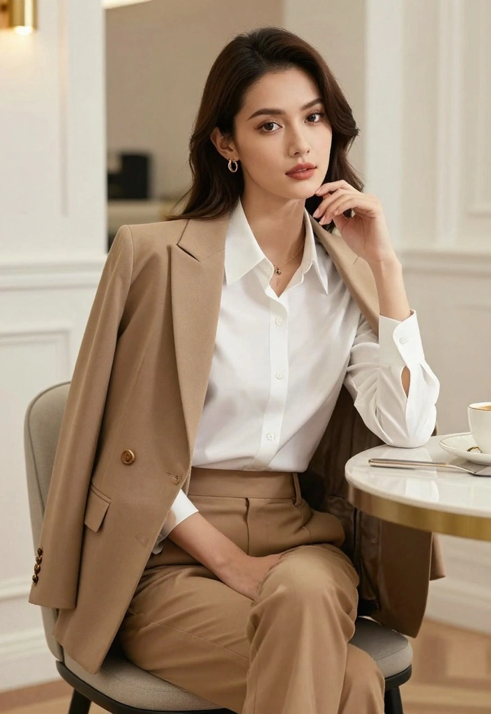 15 Tan Pants Outfit Ideas For Women With Clean Neutrals - 13. Make it Formal 1