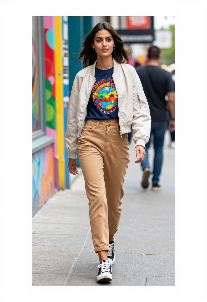 15 Tan Pants Outfit Ideas For Women With Clean Neutrals - 4. Sporty Casual Look 1