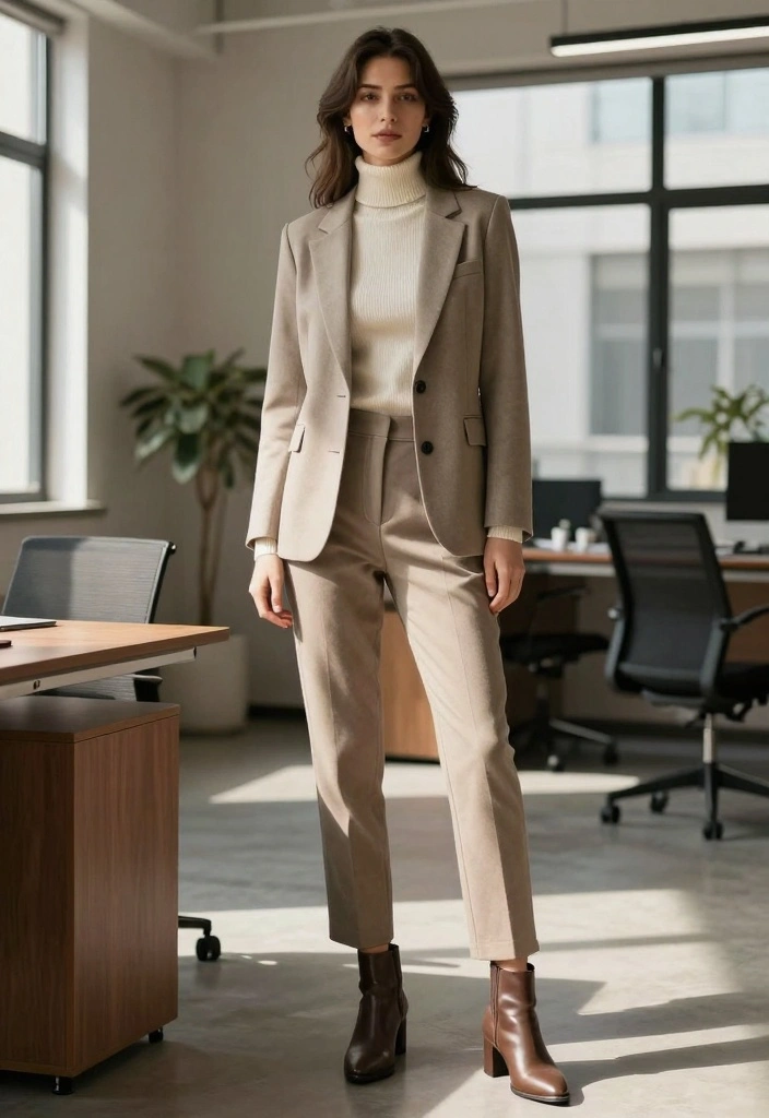 15 Winter Outfit Ideas For Women That Feel Stylish And Warm - 3. The Classic Layered Turtleneck and Blazer 1