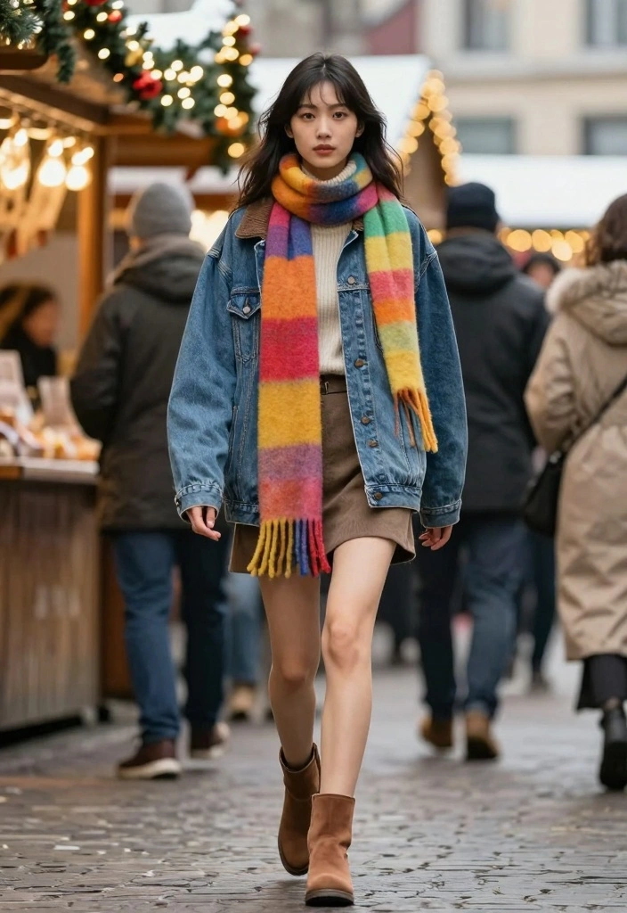 15 Winter Outfit Ideas For Women That Feel Stylish And Warm - 6. Classic Denim Jacket with Warm Layers 1