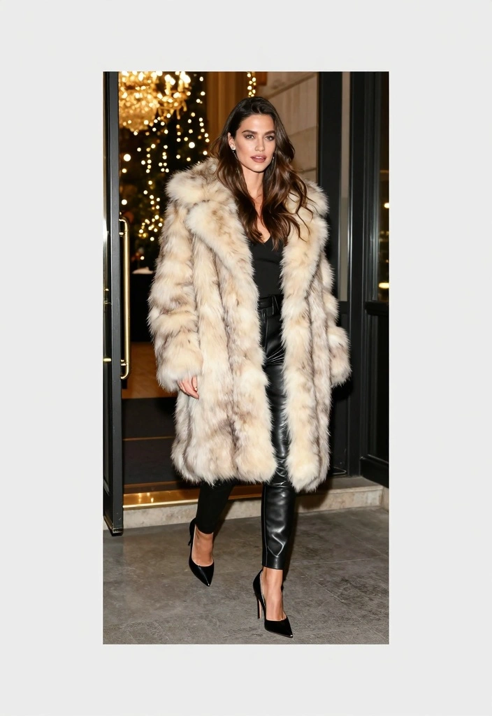 15 Winter Outfit Ideas For Women That Feel Stylish And Warm - 9. Fashion-Forward Faux Fur Coat 1