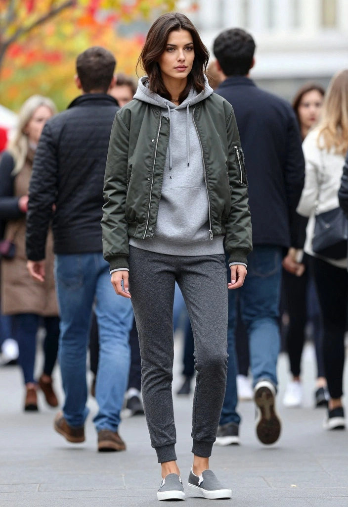 16 Aviator Jacket Outfit Ideas For Women With Cool Attitude - 3. Layer It Up with a Hoodie 1
