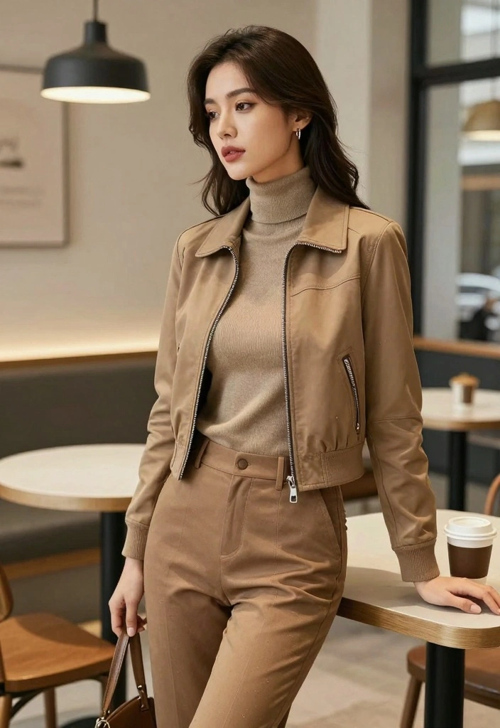 16 Aviator Jacket Outfit Ideas For Women With Cool Attitude - 6. Chic and Cozy with a Turtleneck 1