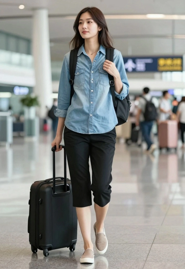 16 Black Capri Pants Outfit Ideas For Women For Warm Days - 14. Weekend Getaway Look 1