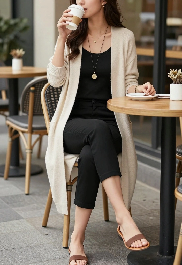 16 Black Capri Pants Outfit Ideas For Women For Warm Days - 7. Layered Look 1