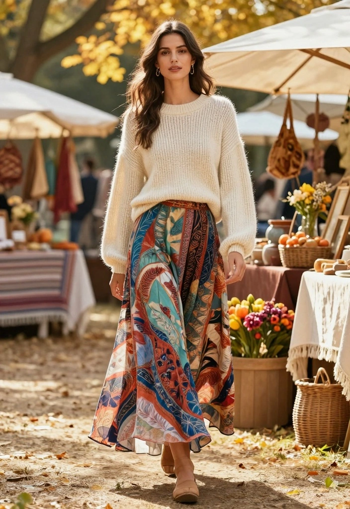 16 Fall Aesthetic Outfit Ideas For Women You Will Love - 6. Chunky Knits and Maxi Skirts 1