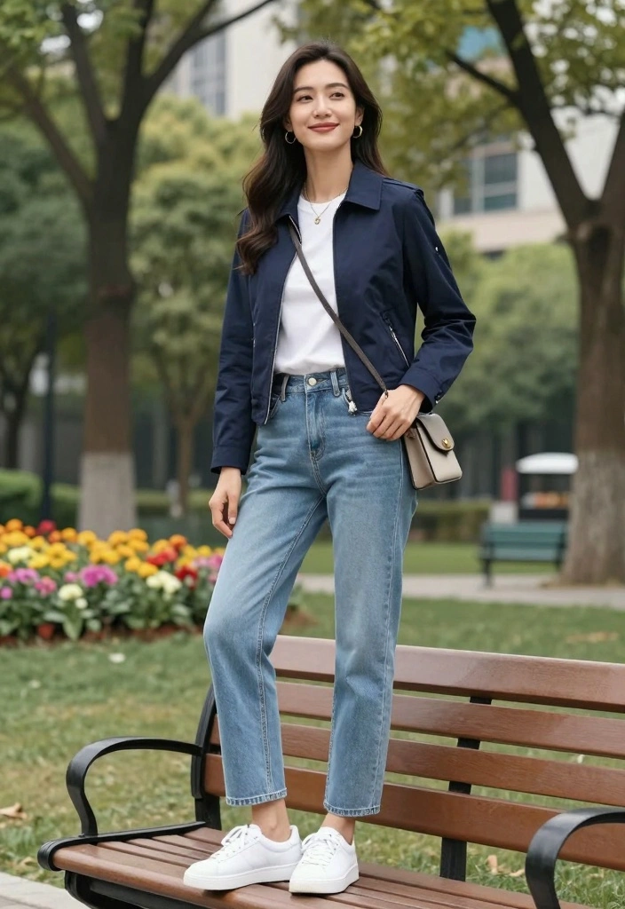 16 Harrington Jacket Outfit Ideas For Women With Retro Style - 1. Classic Denim and Harrington 1