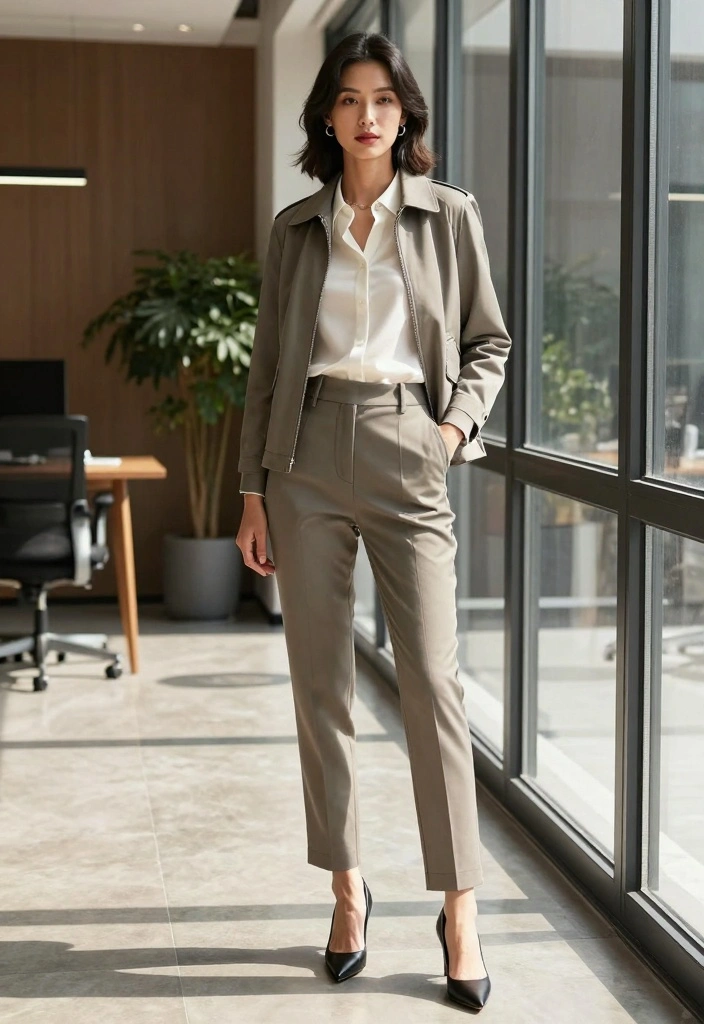 16 Harrington Jacket Outfit Ideas For Women With Retro Style - 11. Stylish Workwear 1