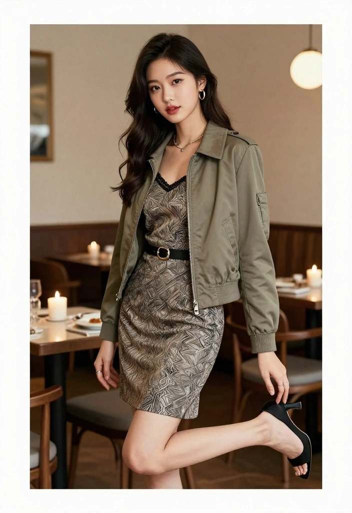 16 Harrington Jacket Outfit Ideas For Women With Retro Style - 15. Retro Glam with Bold Lip and Heels 1