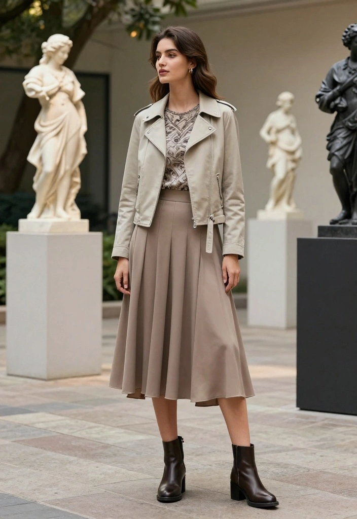 16 Harrington Jacket Outfit Ideas For Women With Retro Style - 5. Pairing with a Midi Skirt 1