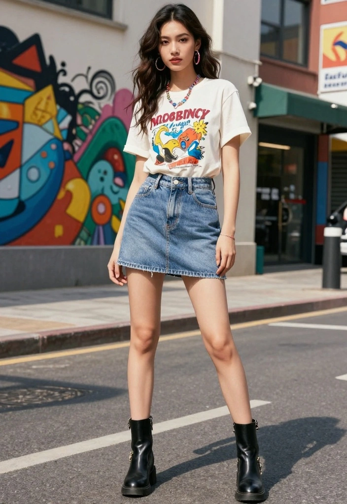 16 Jean Outfit Ideas For Black Women With Confident Style - 13. Feminine Denim Mini Skirt 1