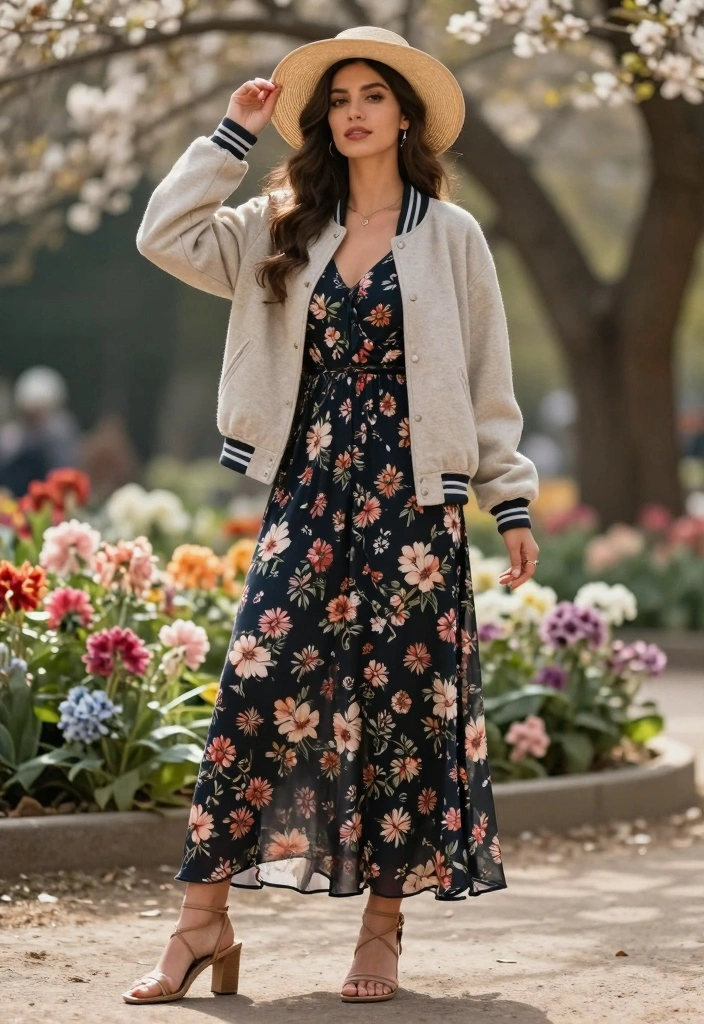 16 Varsity Jacket Outfit Ideas For Women With Sporty Charm - 11. Effortless Boho Vibes 1