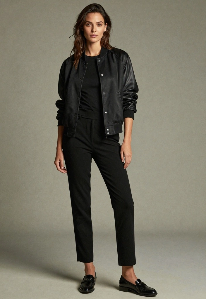 16 Varsity Jacket Outfit Ideas For Women With Sporty Charm - 15. Minimalist Style 1