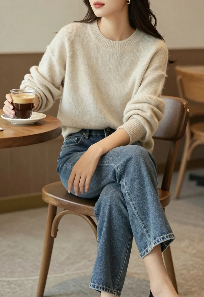 16 Women Outfit Ideas With Jeans For Everyday Wear - 12. Casual Friday Style with a Knit Sweater 1