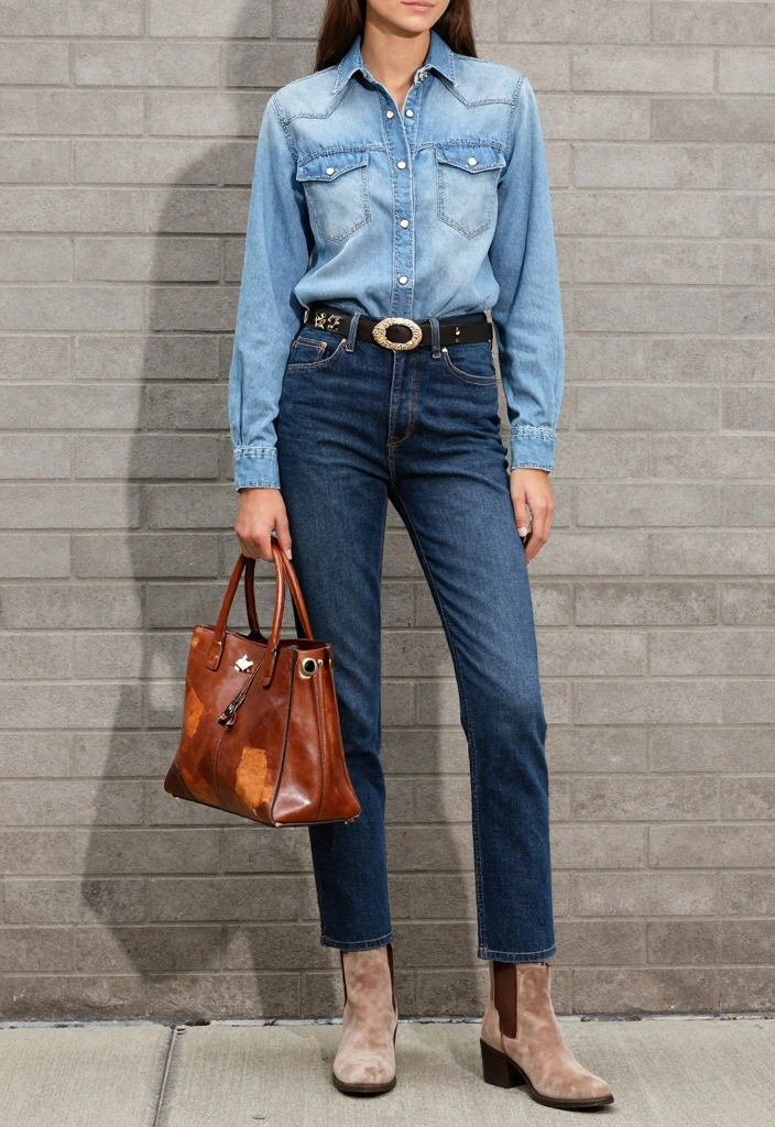 16 Women Outfit Ideas With Jeans For Everyday Wear - 3. Denim on Denim: The Canadian Tuxedo 1