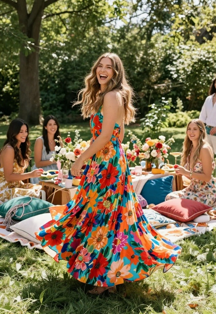 12 Bachelorette Outfit Ideas for Brides That Stand Out - 5. Bold Floral Maxi Dress 1