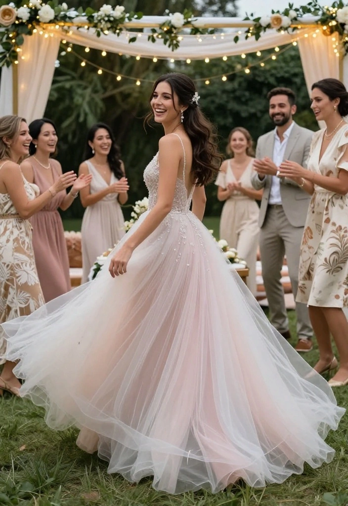 12 Bachelorette Outfit Ideas for Brides That Stand Out - 6. Glamorous Tulle Skirt Ensemble 1