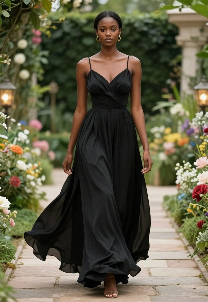 12 Black Bachelorette Outfits for Women That Stay Classy - 1. The Elegant Maxi Dress 1