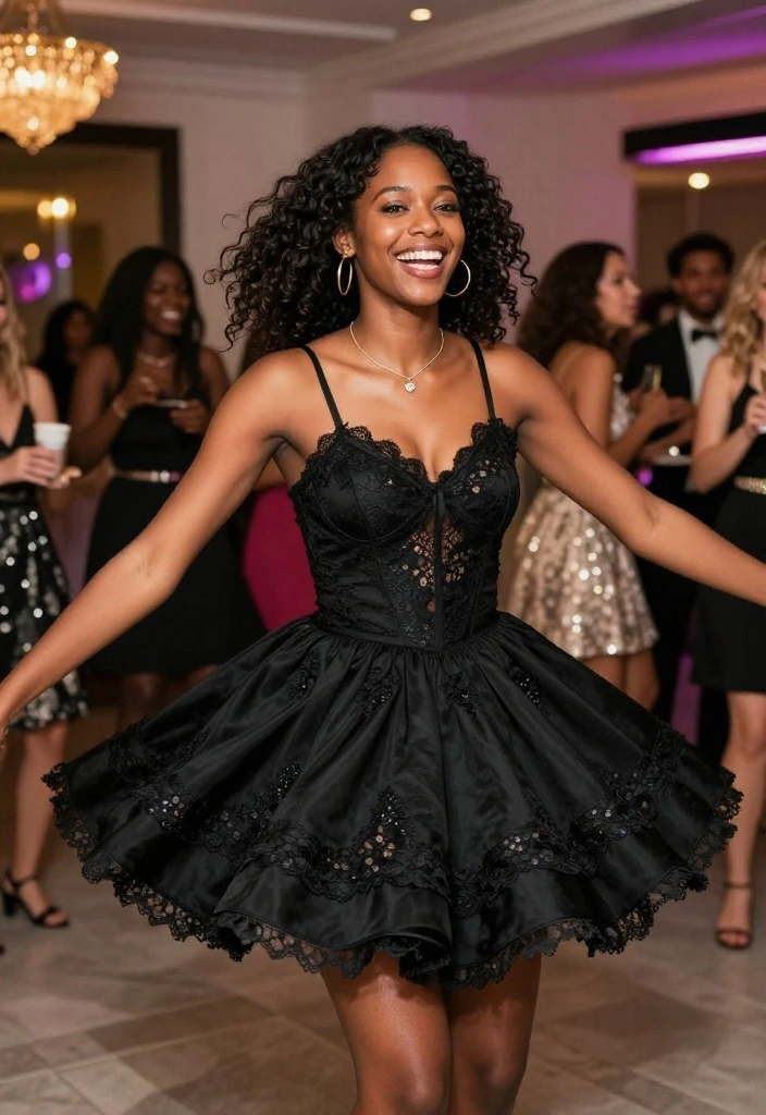 12 Black Bachelorette Outfits for Women That Stay Classy - 10. Playful Skater Dress 1