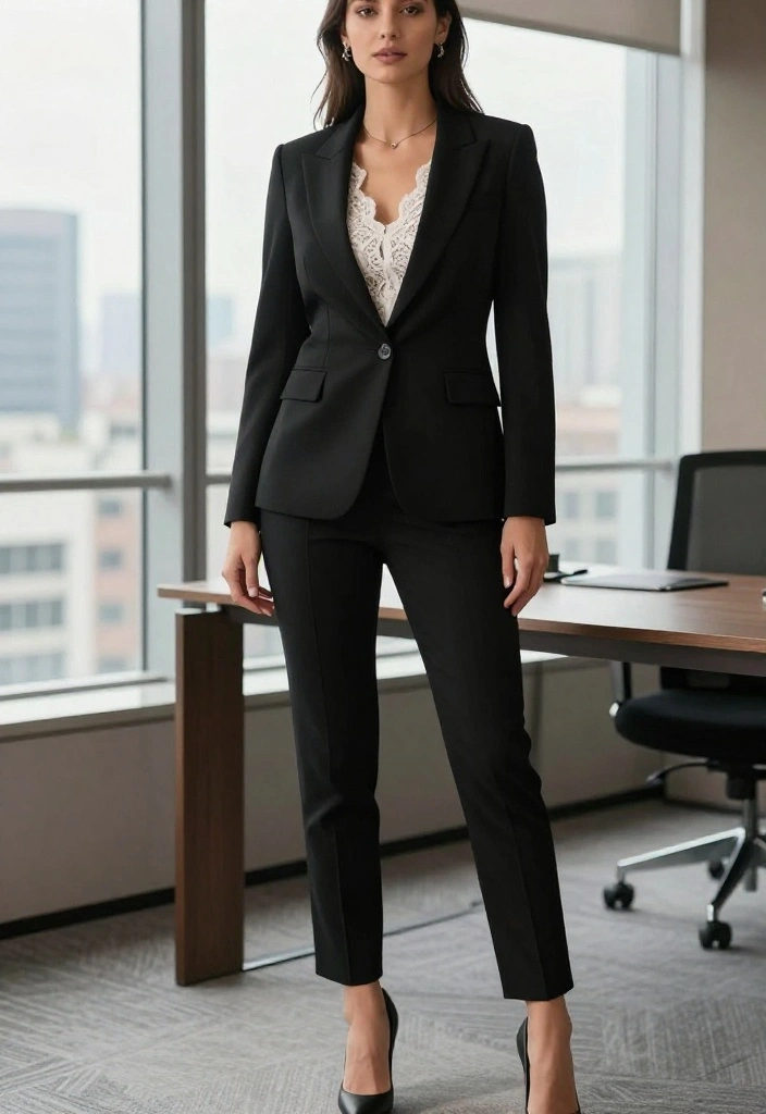 12 Lace Undershirt Outfit Ideas for Women That Layer Without Showing Through Awkwardly - 1. The Classic Blazer Combo 1