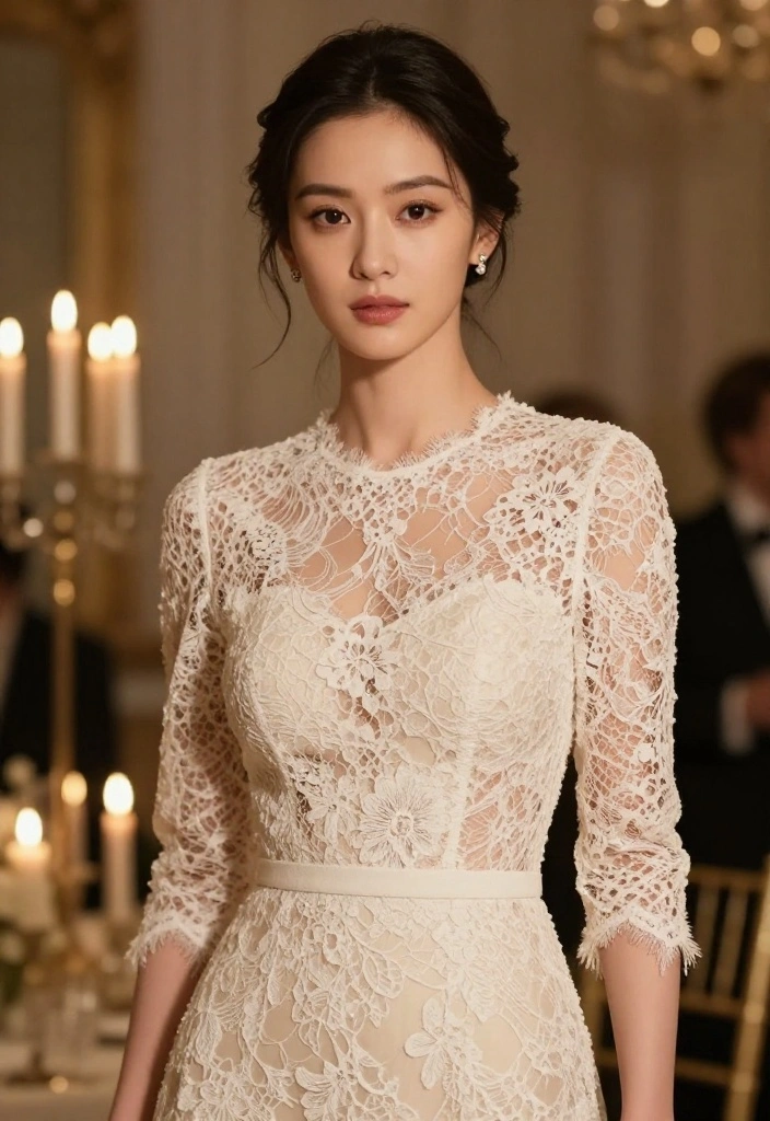 12 Lace Undershirt Outfit Ideas for Women That Layer Without Showing Through Awkwardly - 11. Evening Elegance 1