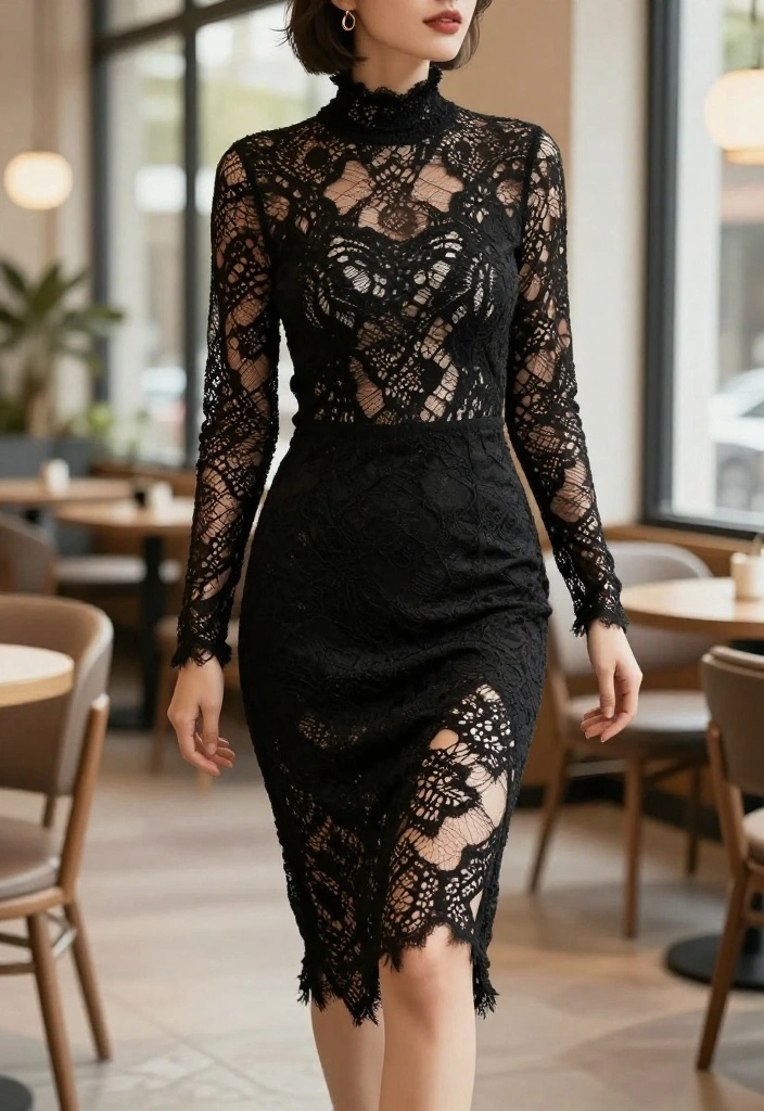 12 Lace Undershirt Outfit Ideas for Women That Layer Without Showing Through Awkwardly - 2. Lace Over a Turtleneck 1