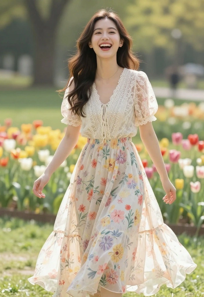 12 Lace Undershirt Outfit Ideas for Women That Layer Without Showing Through Awkwardly - 5. Sweet Layers with a Floral Dress 1