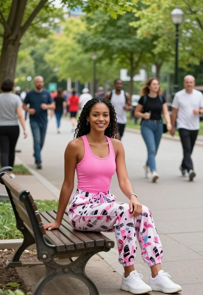12 Pink Tank Top Outfit Ideas for Women That Work Beyond the Gym - 4. Sporty Edge: Pink Tank Top with Joggers 1