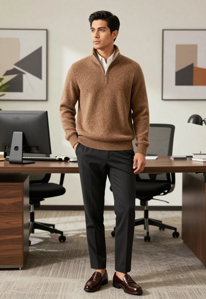 12 Quarter Zip Outfit Ideas for Women That Go Beyond Athleisure - 3. Business Casual with a Twist 1