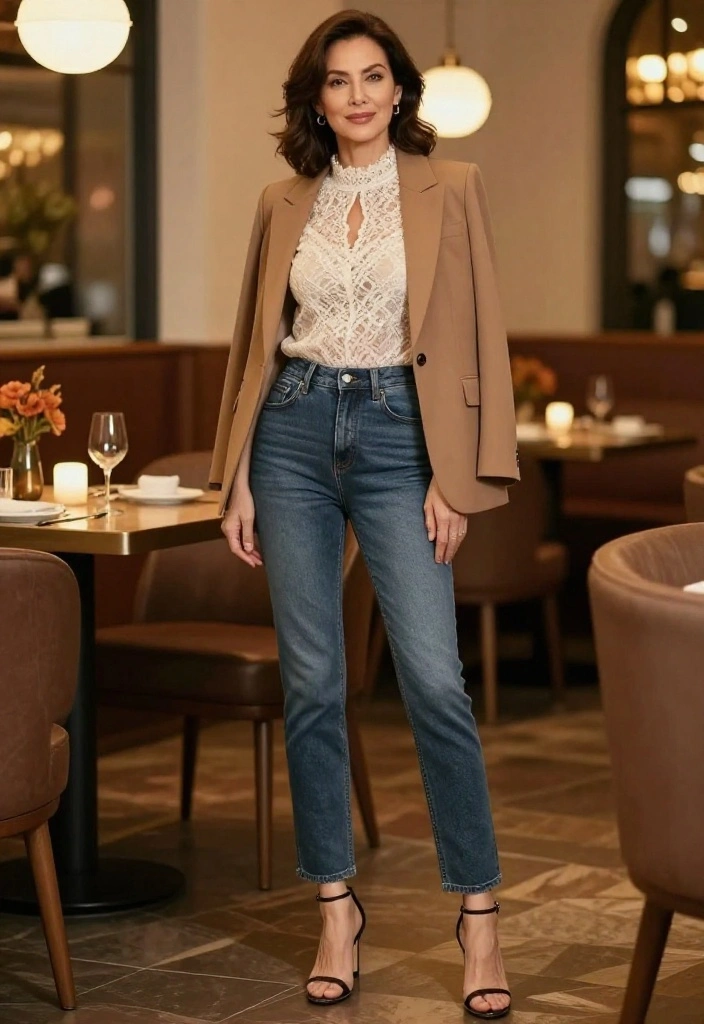 14 Fall Night Out Outfit Ideas for Women That Aren't Too Casual - 11. Chic High-Waisted Jeans with a Stylish Top 1