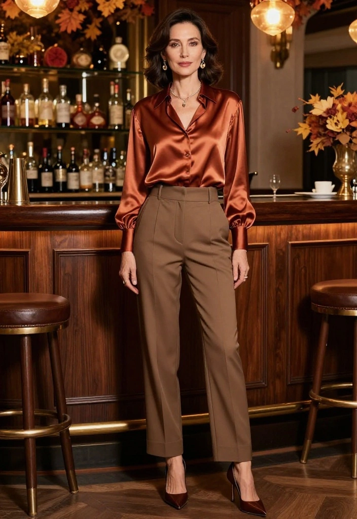 14 Fall Night Out Outfit Ideas for Women That Aren't Too Casual - 3. Tailored Trousers with a Luxe Top 1