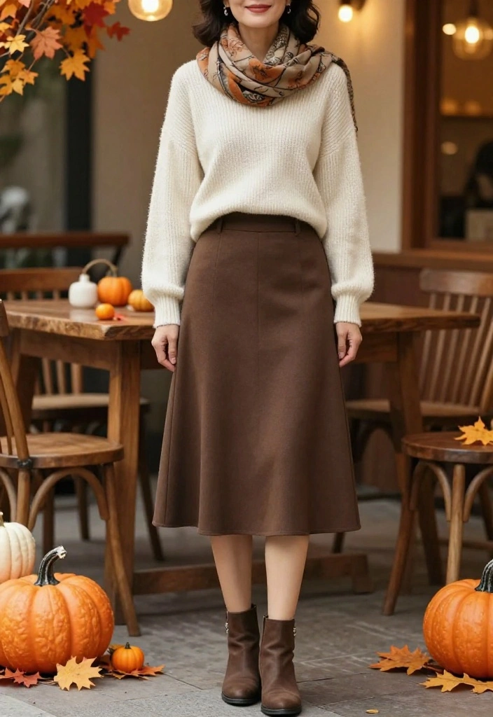 14 Fall Night Out Outfit Ideas for Women That Aren't Too Casual - 4. Midi Skirt with a Cozy Knit 1