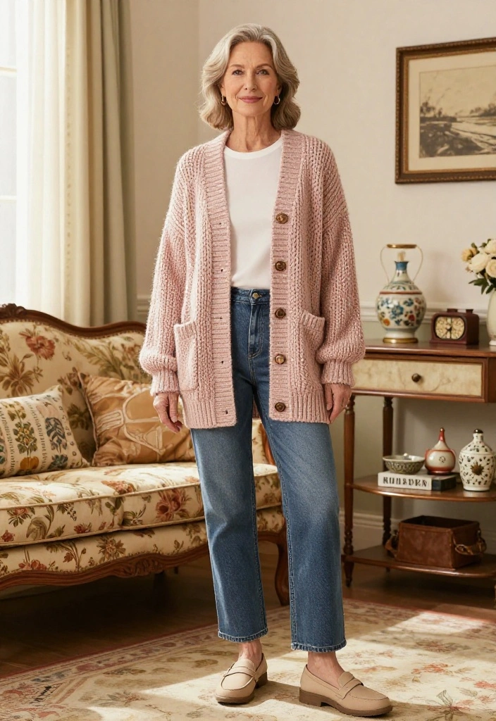 14 Grandma Core Outfit Ideas for Women That Look Vintage Not Dated - 1. Cozy Chunky Knit Cardigan 1