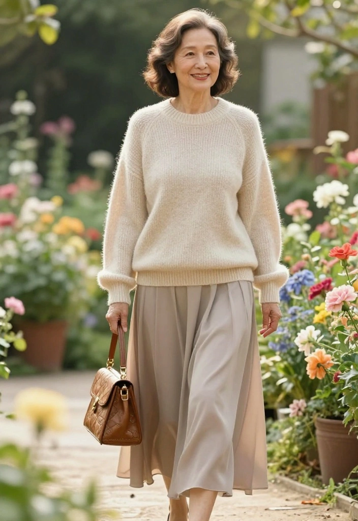 14 Grandma Core Outfit Ideas for Women That Look Vintage Not Dated - 8. Sweater Over Maxi Skirt 1